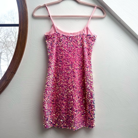 Lucy In The Sky Pink Sequin Dress | Size XS | Like New - Picture 4 of 6